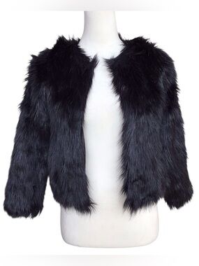 H&M Chic Black Faux Fur Jacket NEW